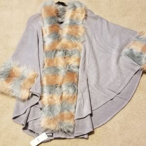 Fur trim cape